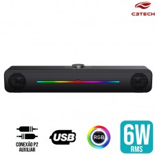 SoundBar 2.0 6W RGB SB-50BK C3 Tech - Preta